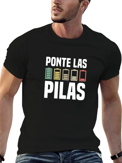 Camiseta Negra Ponte Las Pilas para Hombre
