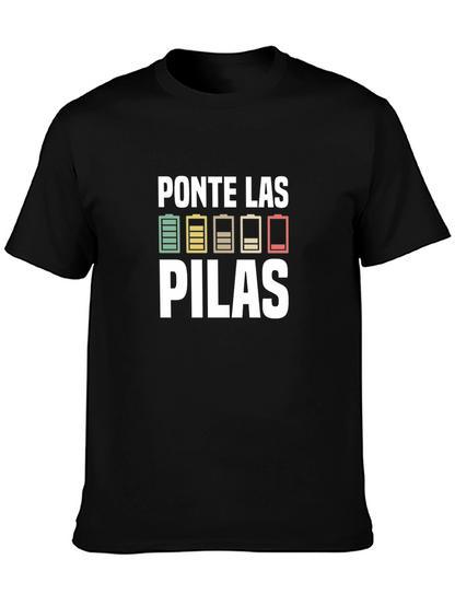 Camiseta Negra Ponte Las Pilas para Hombre