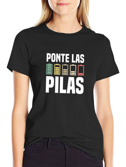 Camiseta Negra Ponte Las Pilas para Hombre