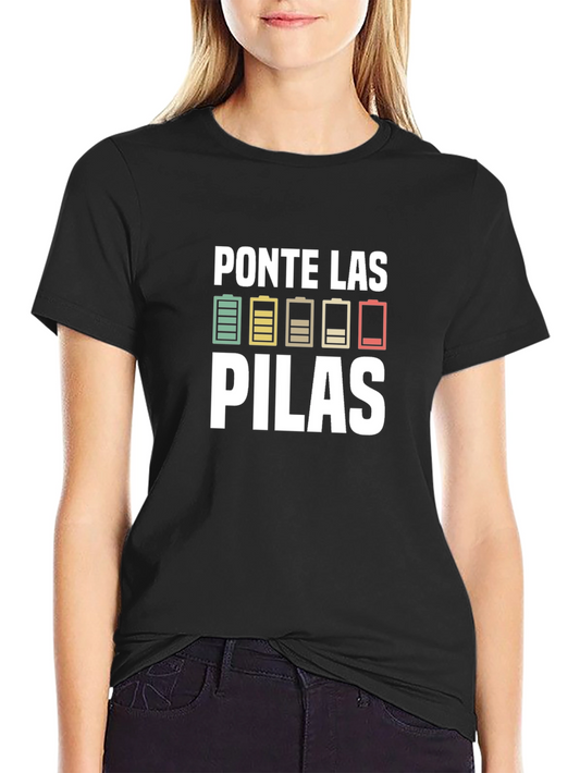 Camiseta Negra Ponte Las Pilas para Hombre