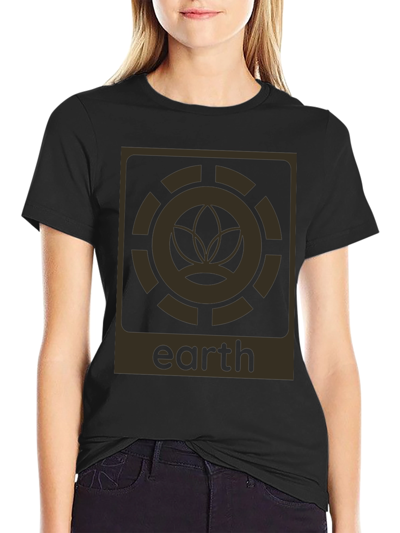 Camiseta Negra Earth Diseño Gráfico Único