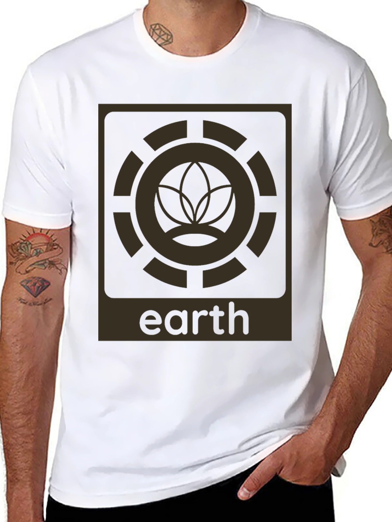 Camiseta Negra Earth Diseño Gráfico Único