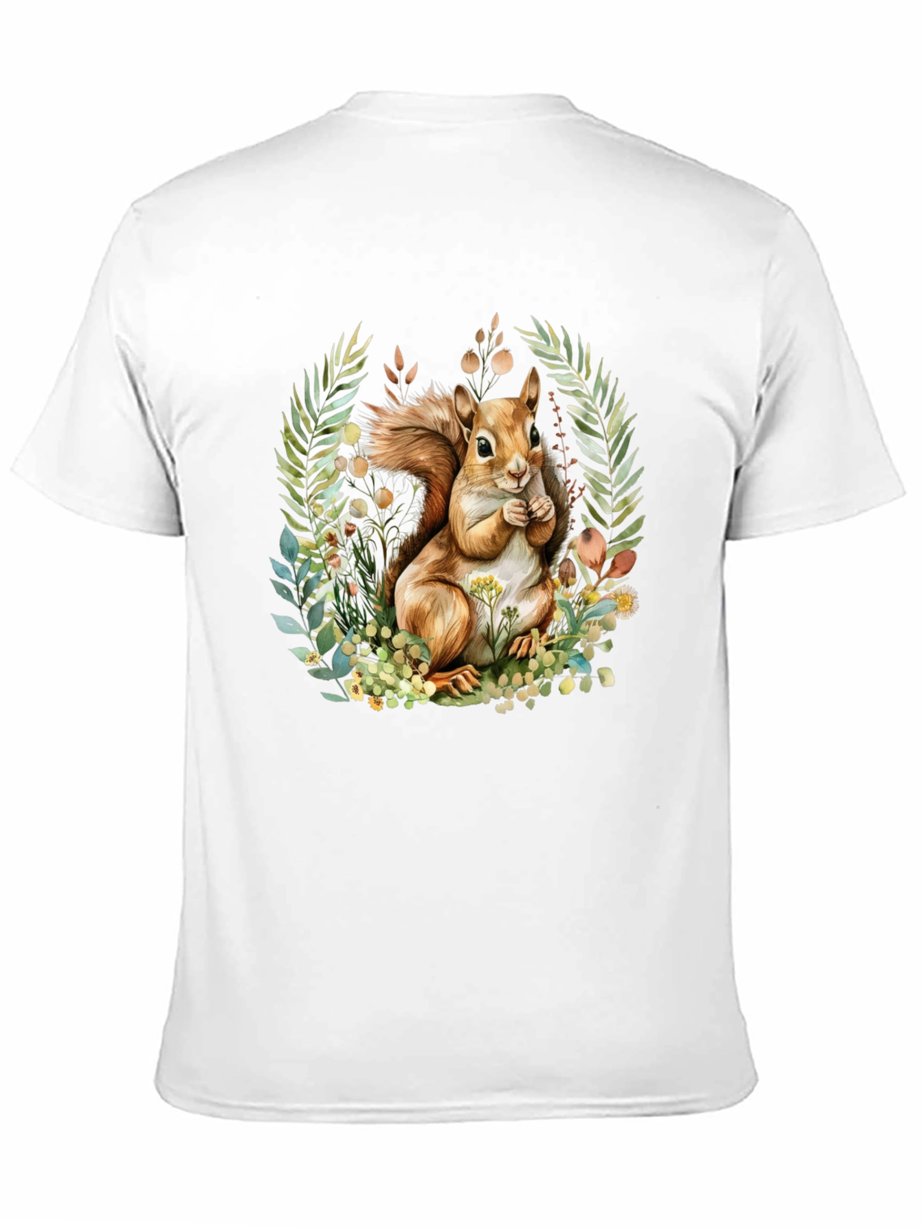 Camiseta Negra con Diseño de Ardilla y Flores