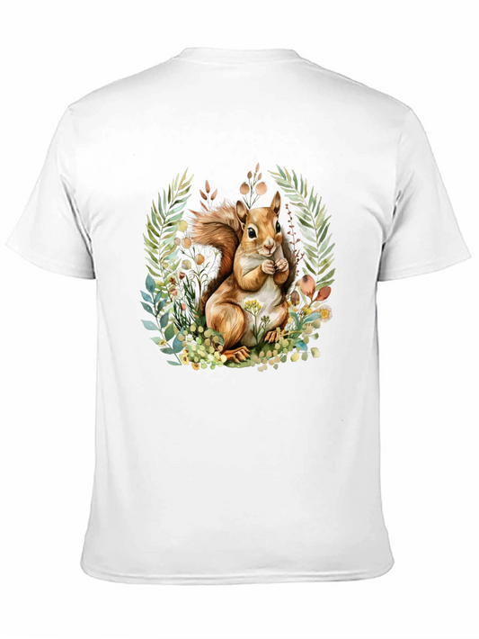 Camiseta Negra con Diseño de Ardilla y Flores