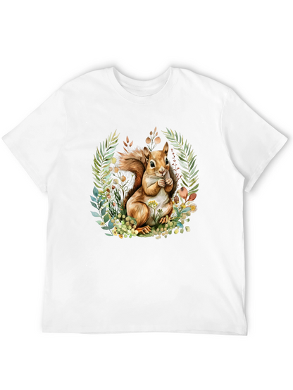 Camiseta Negra con Diseño de Ardilla y Flores