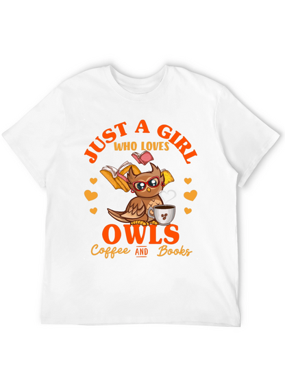 Camiseta Negra: Just A Girl Who Loves Owls