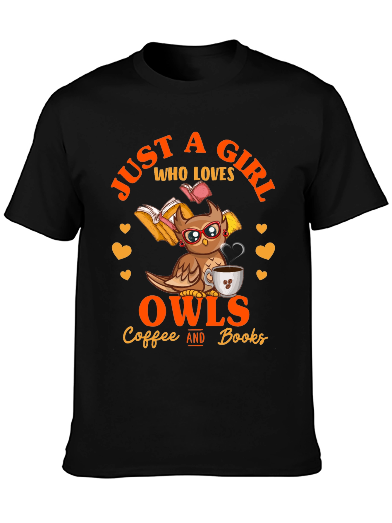 Camiseta Negra: Just A Girl Who Loves Owls