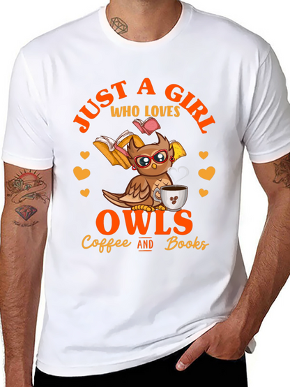Camiseta Negra: Just A Girl Who Loves Owls