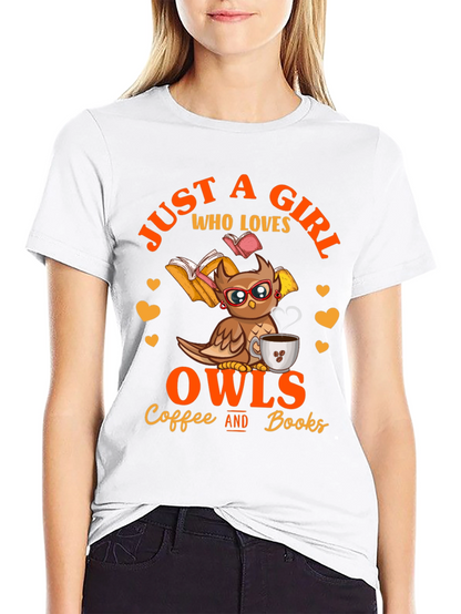 Camiseta Negra: Just A Girl Who Loves Owls