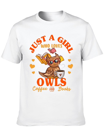 Camiseta Negra: Just A Girl Who Loves Owls