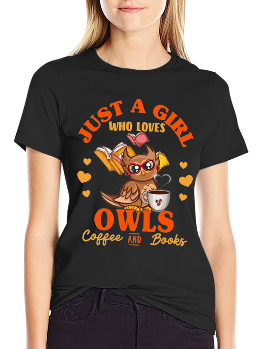 Camiseta Negra: Just A Girl Who Loves Owls