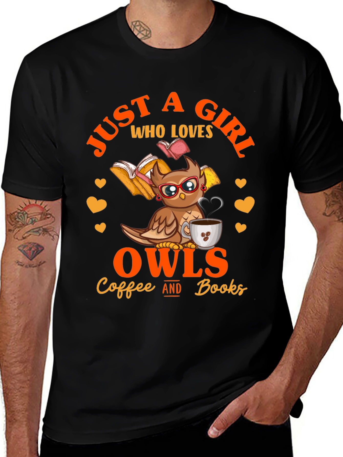 Camiseta Negra: Just A Girl Who Loves Owls