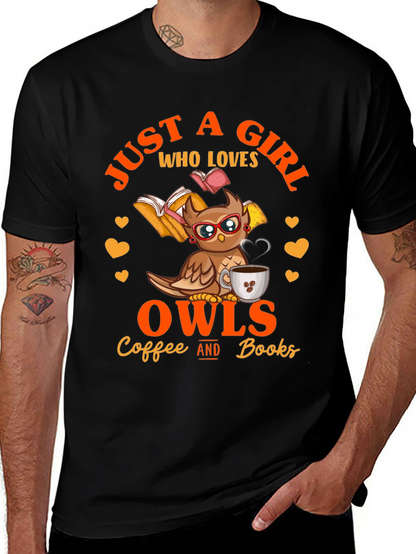Camiseta Negra: Just A Girl Who Loves Owls