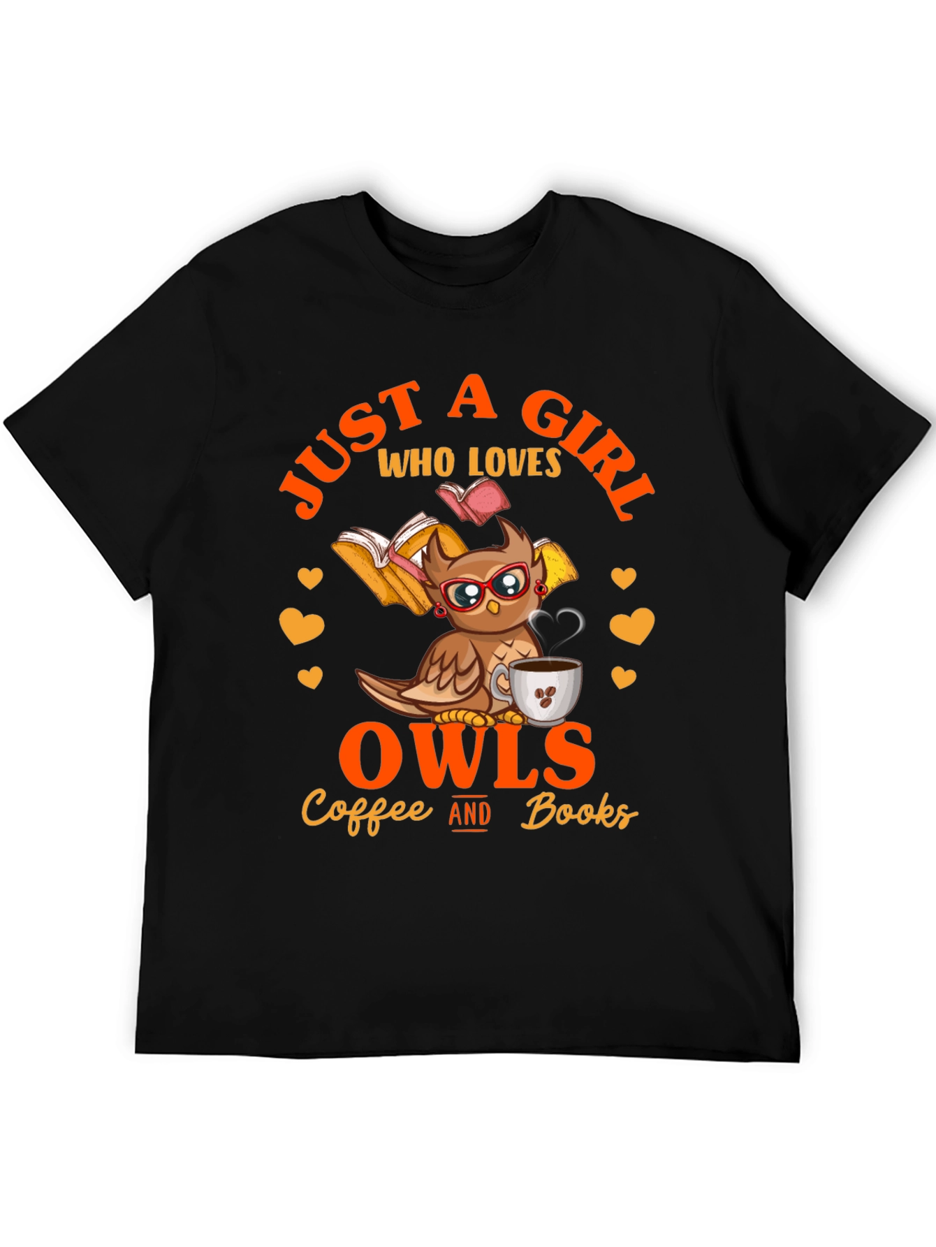 Camiseta Negra: Just A Girl Who Loves Owls
