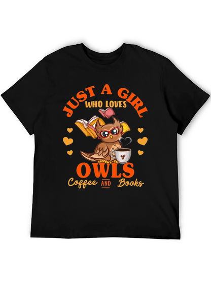 Camiseta Negra: Just A Girl Who Loves Owls