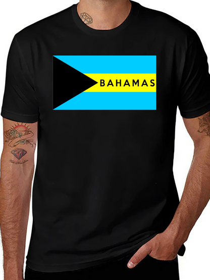 Camiseta Negra con Bandera de Bahamas