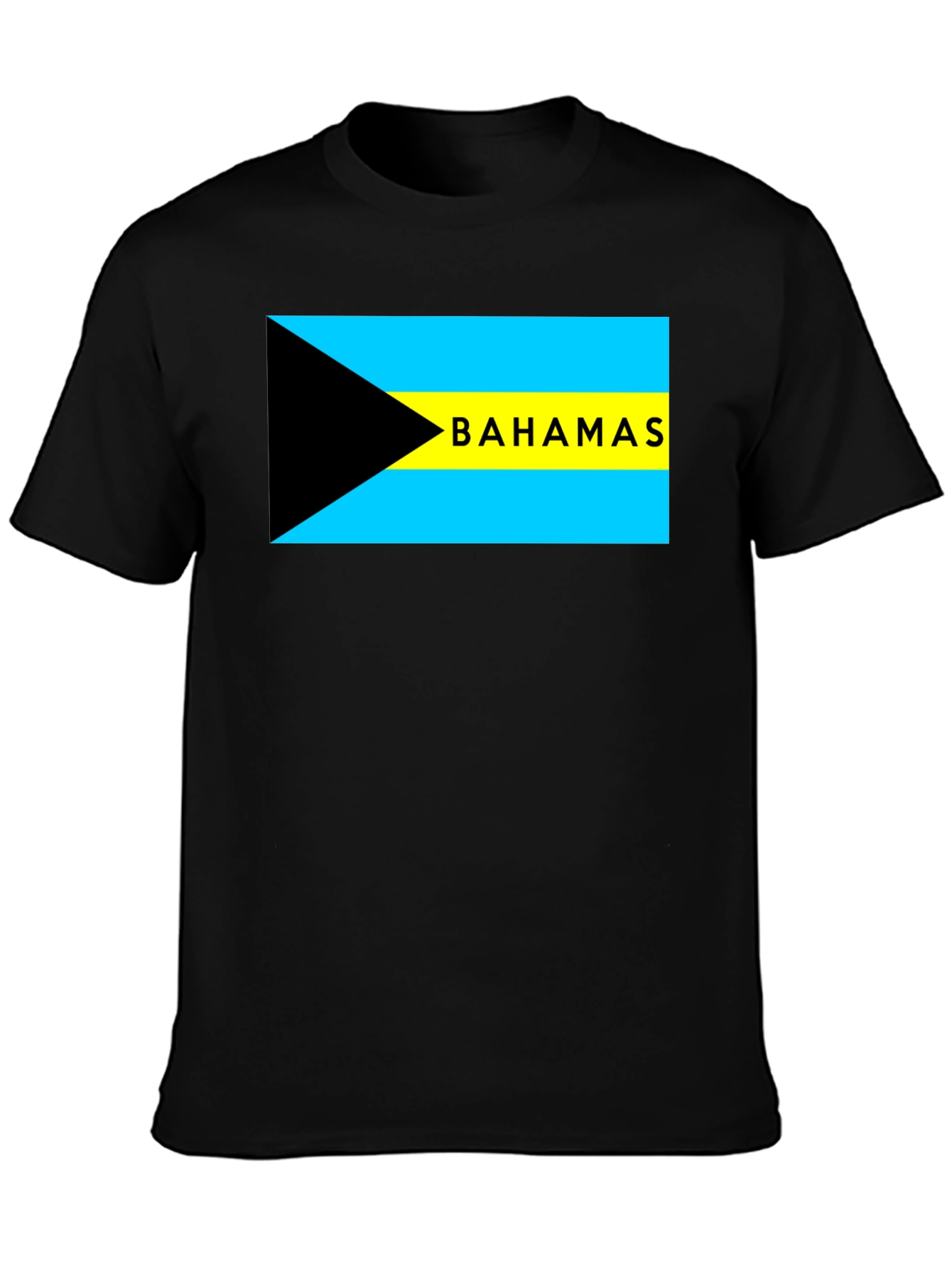 Camiseta Negra con Bandera de Bahamas