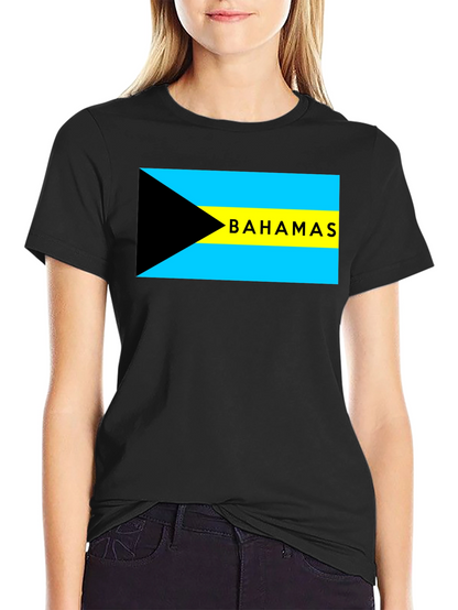 Camiseta Negra con Bandera de Bahamas
