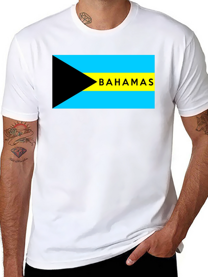 Camiseta Negra con Bandera de Bahamas