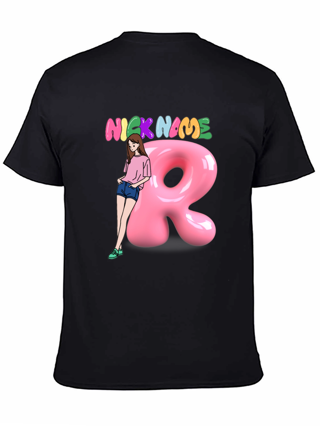Camiseta Negra Personalizada con Nombre y Diseño Divertido