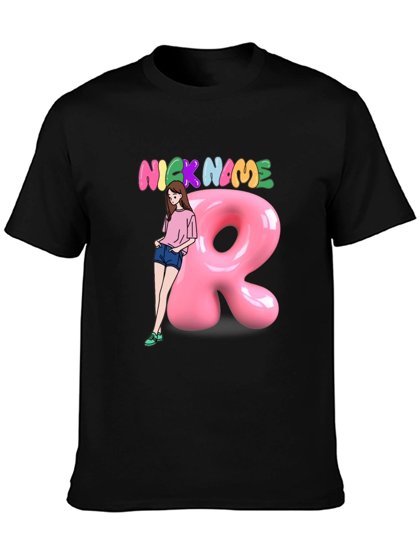 Camiseta Negra Personalizada con Nombre y Diseño Divertido