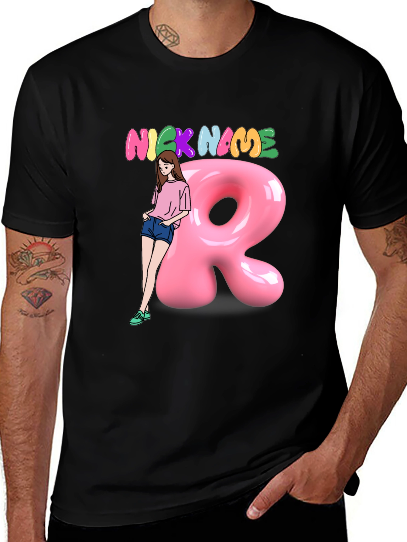 Camiseta Negra Personalizada con Nombre y Diseño Divertido