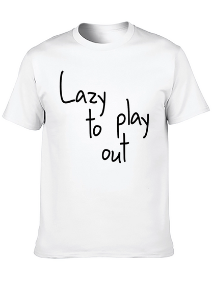 Camiseta Negra con Estampado Lazy to Play Out