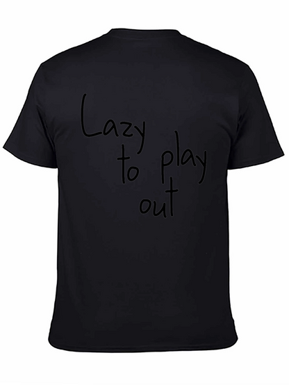 Camiseta Negra con Estampado Lazy to Play Out
