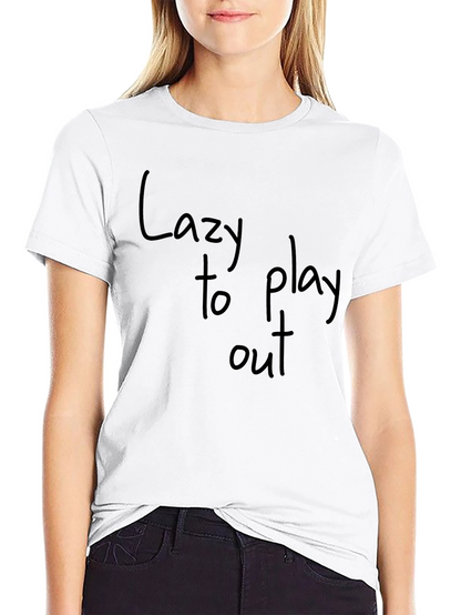 Camiseta Negra con Estampado Lazy to Play Out