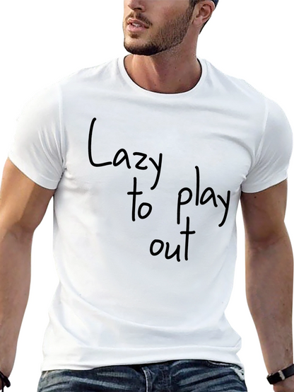 Camiseta Negra con Estampado Lazy to Play Out