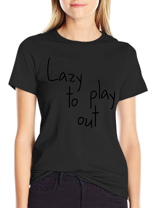 Camiseta Negra con Estampado Lazy to Play Out