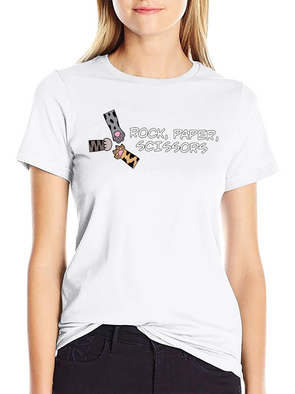 Camiseta Negra Piedra Papel Tijeras Felina
