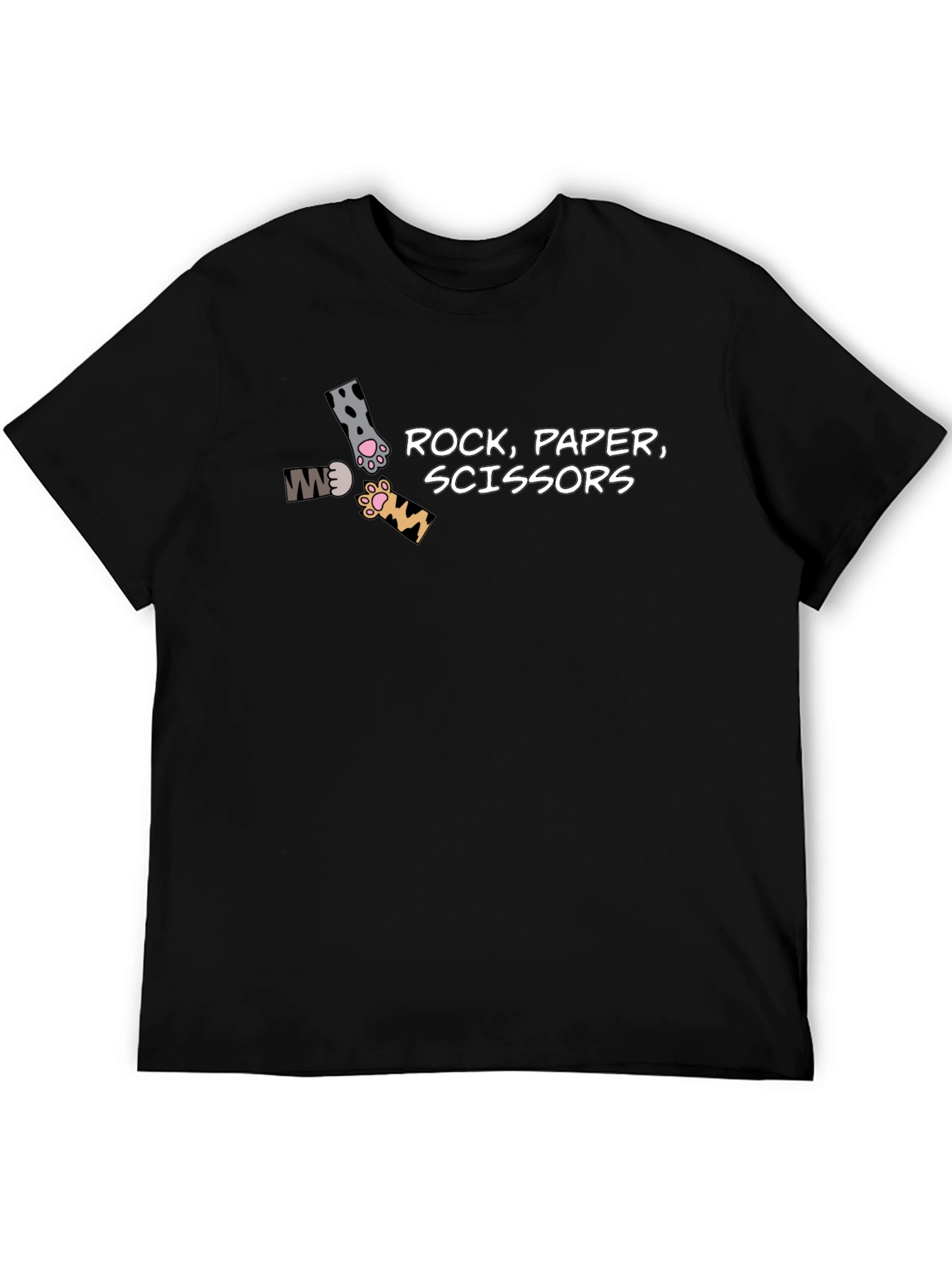 Camiseta Negra Piedra Papel Tijeras Felina