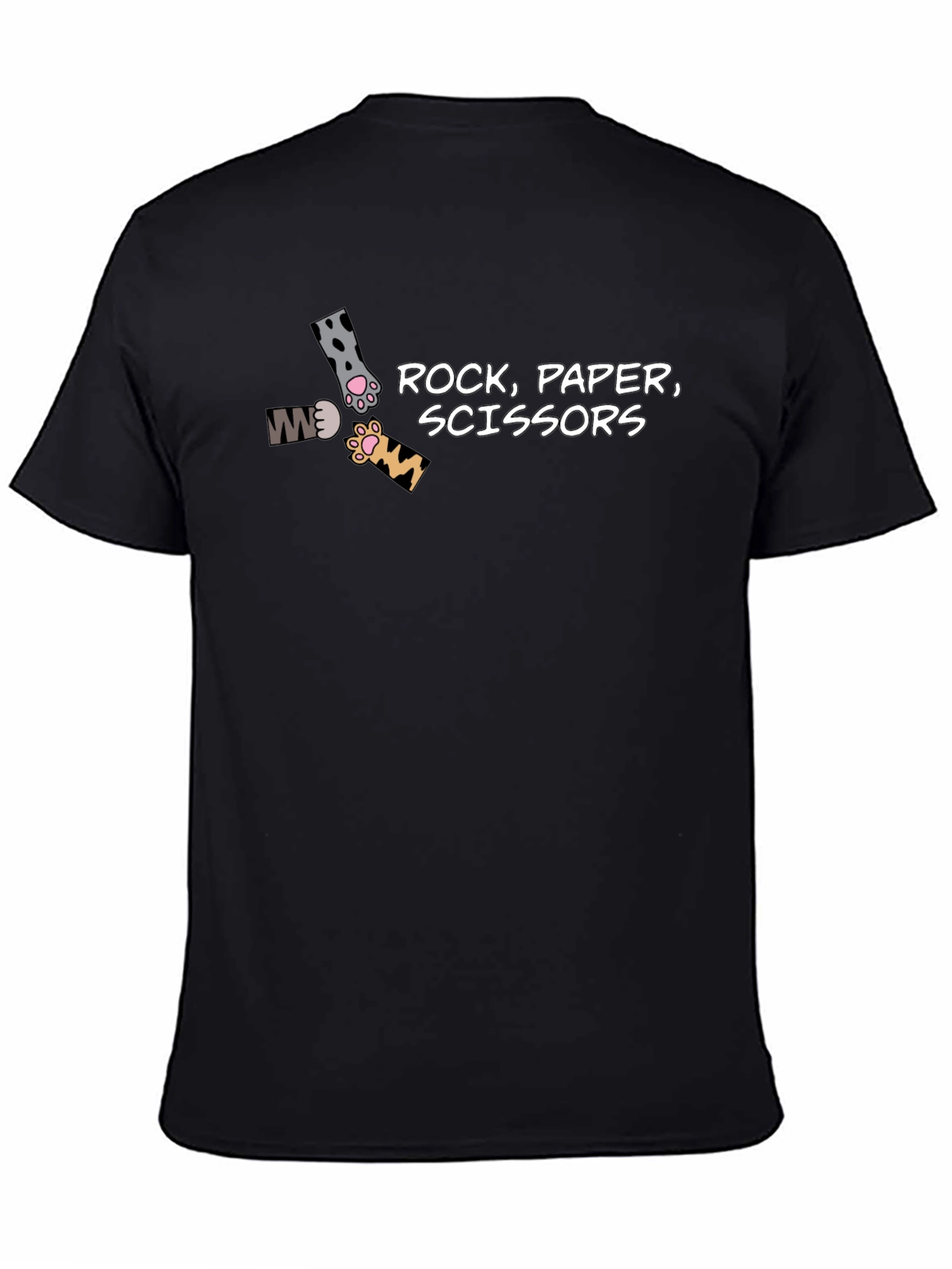 Camiseta Negra Piedra Papel Tijeras Felina