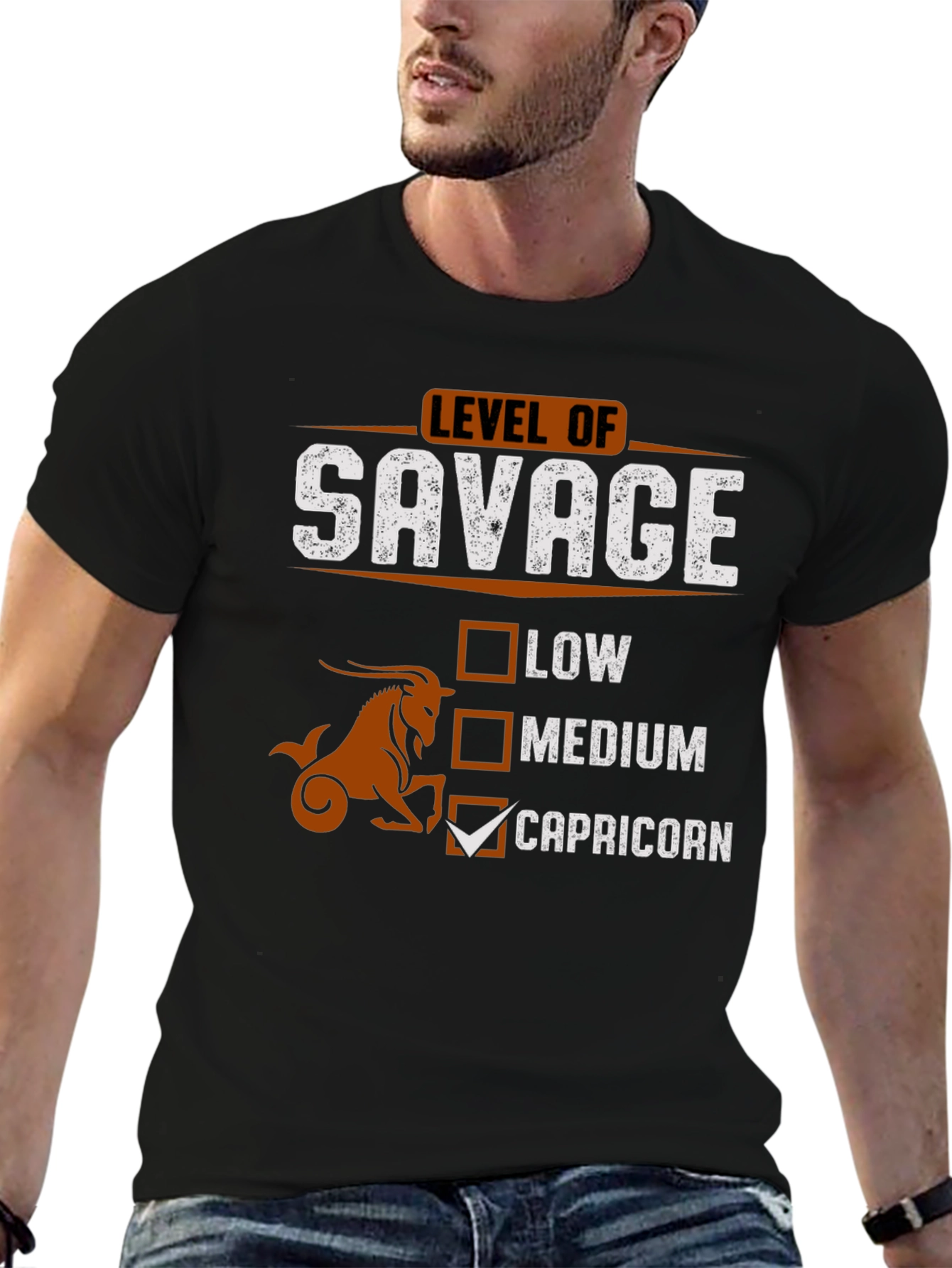 Camiseta Negra Nivel Salvaje Capricornio