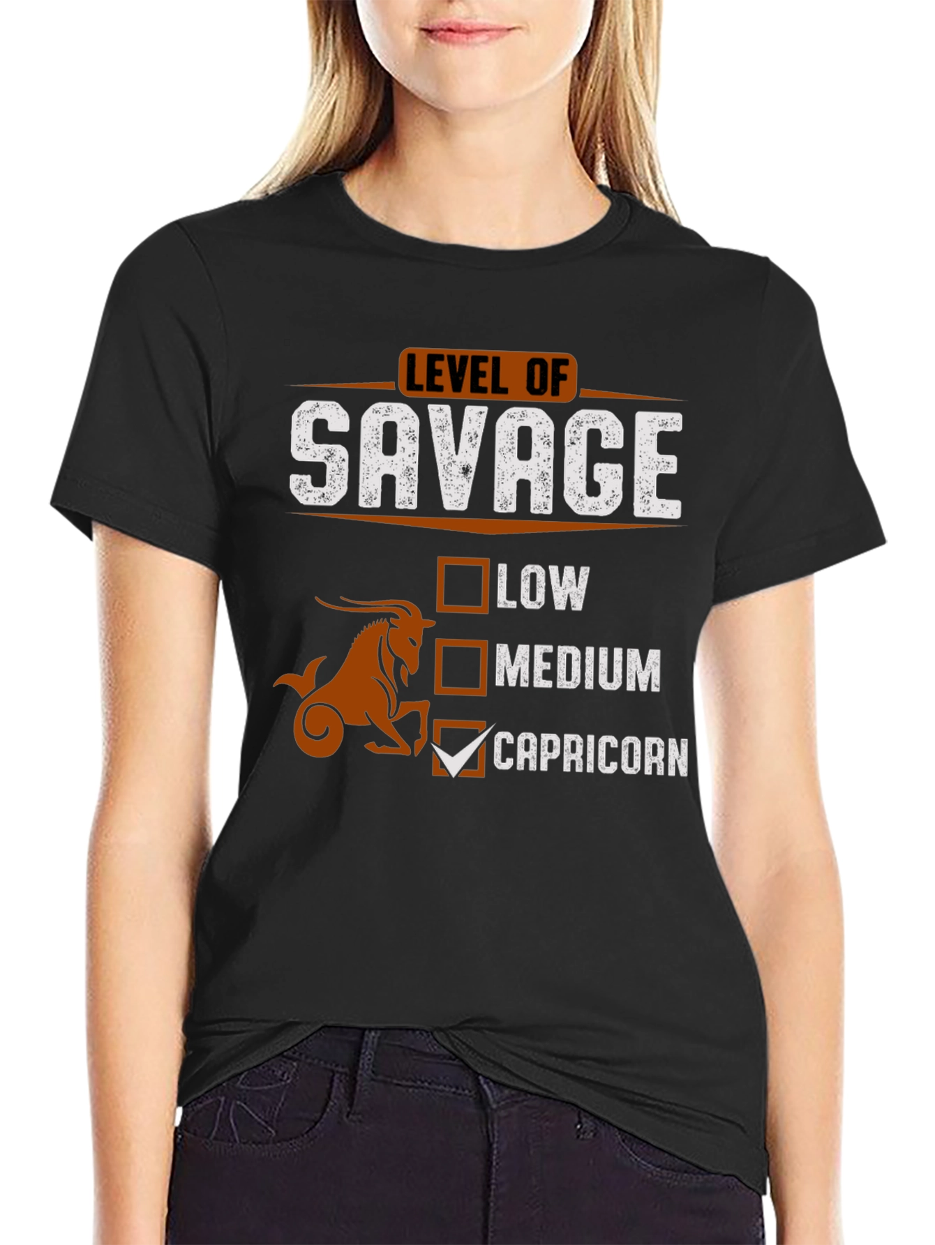 Camiseta Negra Nivel Salvaje Capricornio