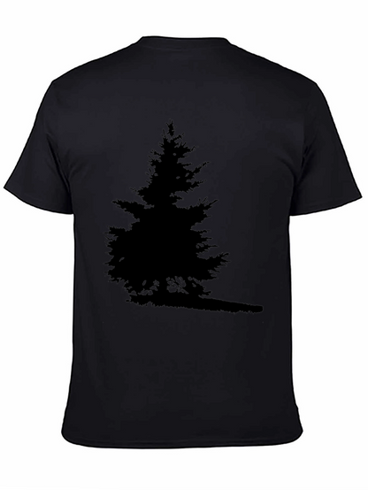 Camiseta Negra Árbol Silueta para Hombre