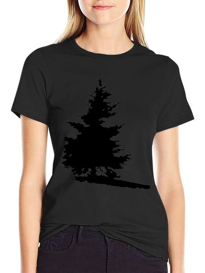 Camiseta Negra Árbol Silueta para Hombre