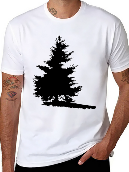 Camiseta Negra Árbol Silueta para Hombre