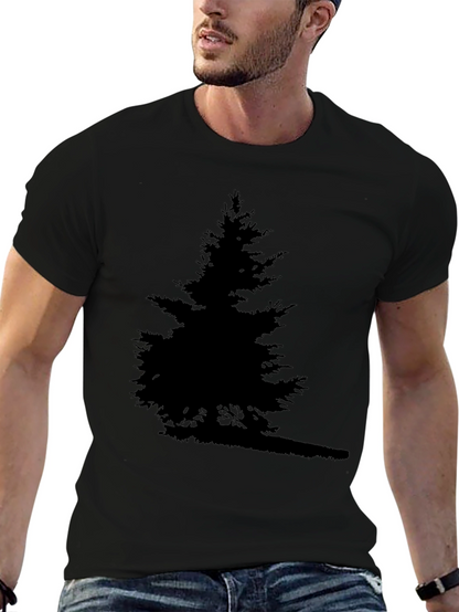 Camiseta Negra Árbol Silueta para Hombre