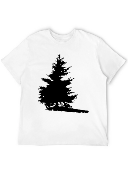 Camiseta Negra Árbol Silueta para Hombre