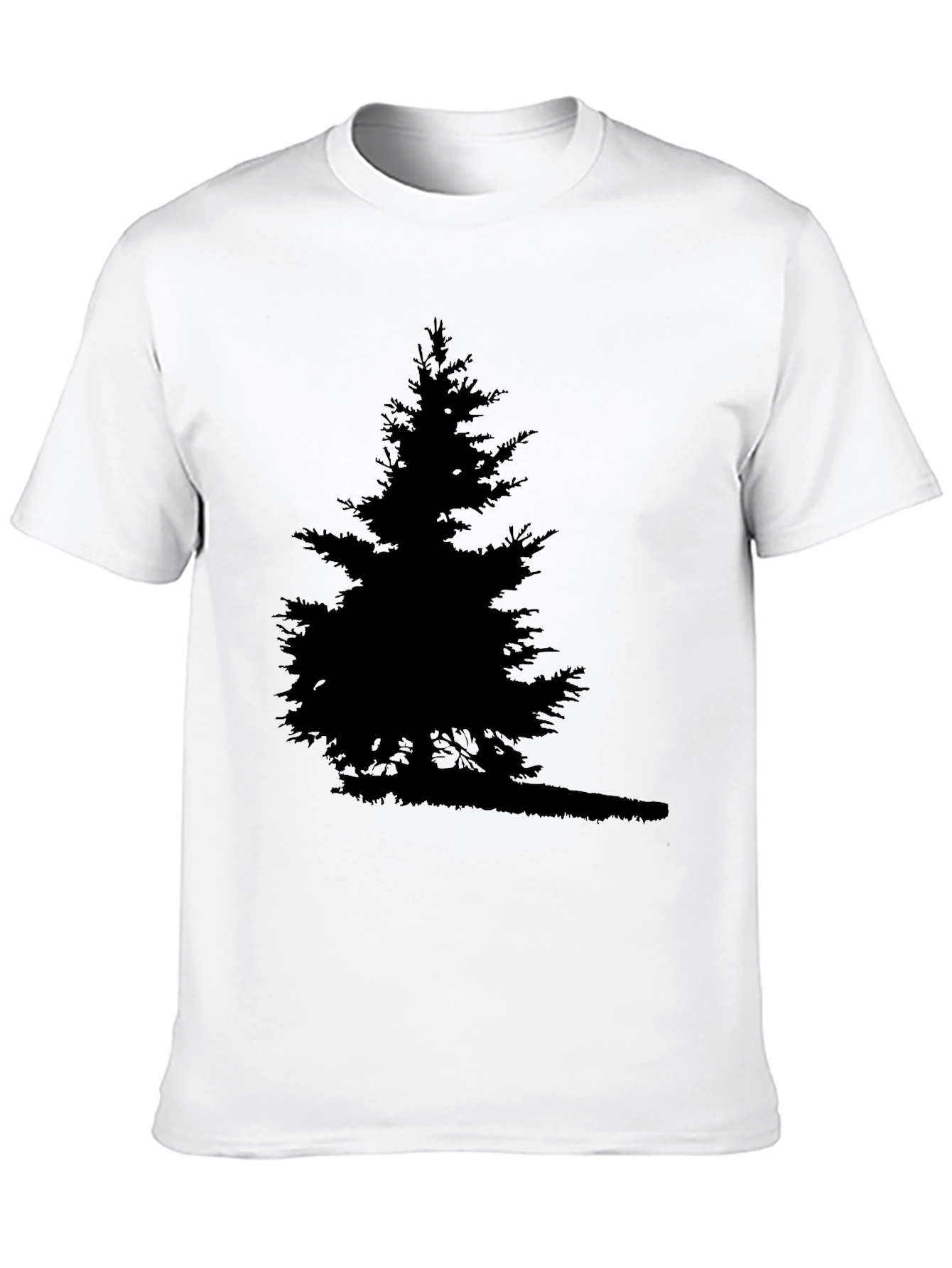 Camiseta Negra Árbol Silueta para Hombre