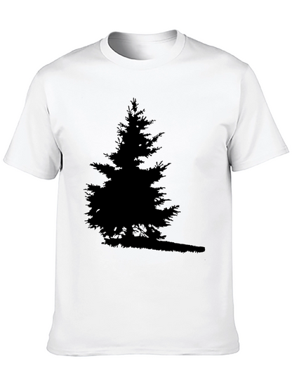 Camiseta Negra Árbol Silueta para Hombre