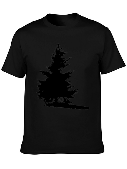 Camiseta Negra Árbol Silueta para Hombre