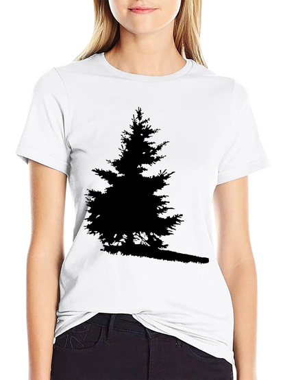 Camiseta Negra Árbol Silueta para Hombre
