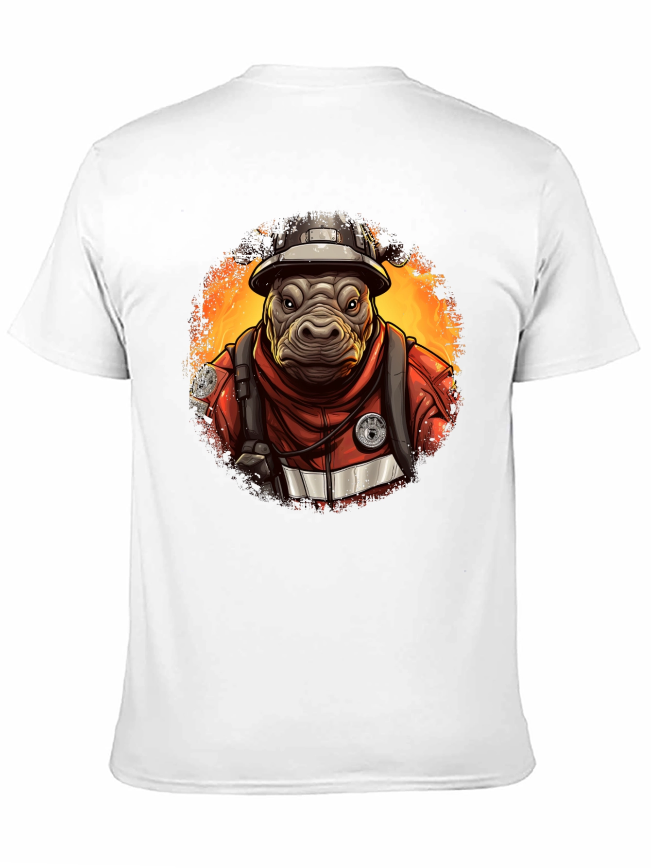 Camiseta Negra Bombero Hipopótamo