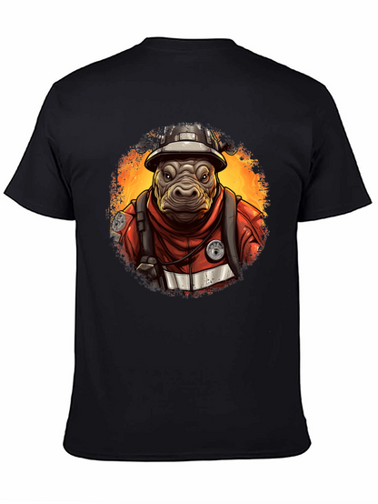 Camiseta Negra Bombero Hipopótamo
