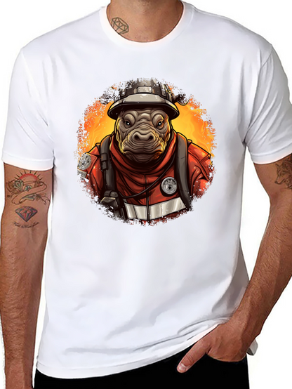 Camiseta Negra Bombero Hipopótamo