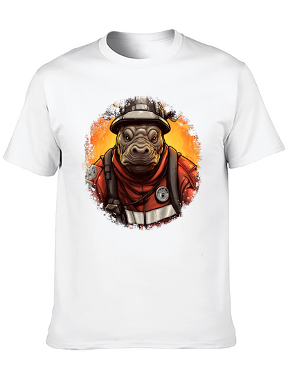 Camiseta Negra Bombero Hipopótamo