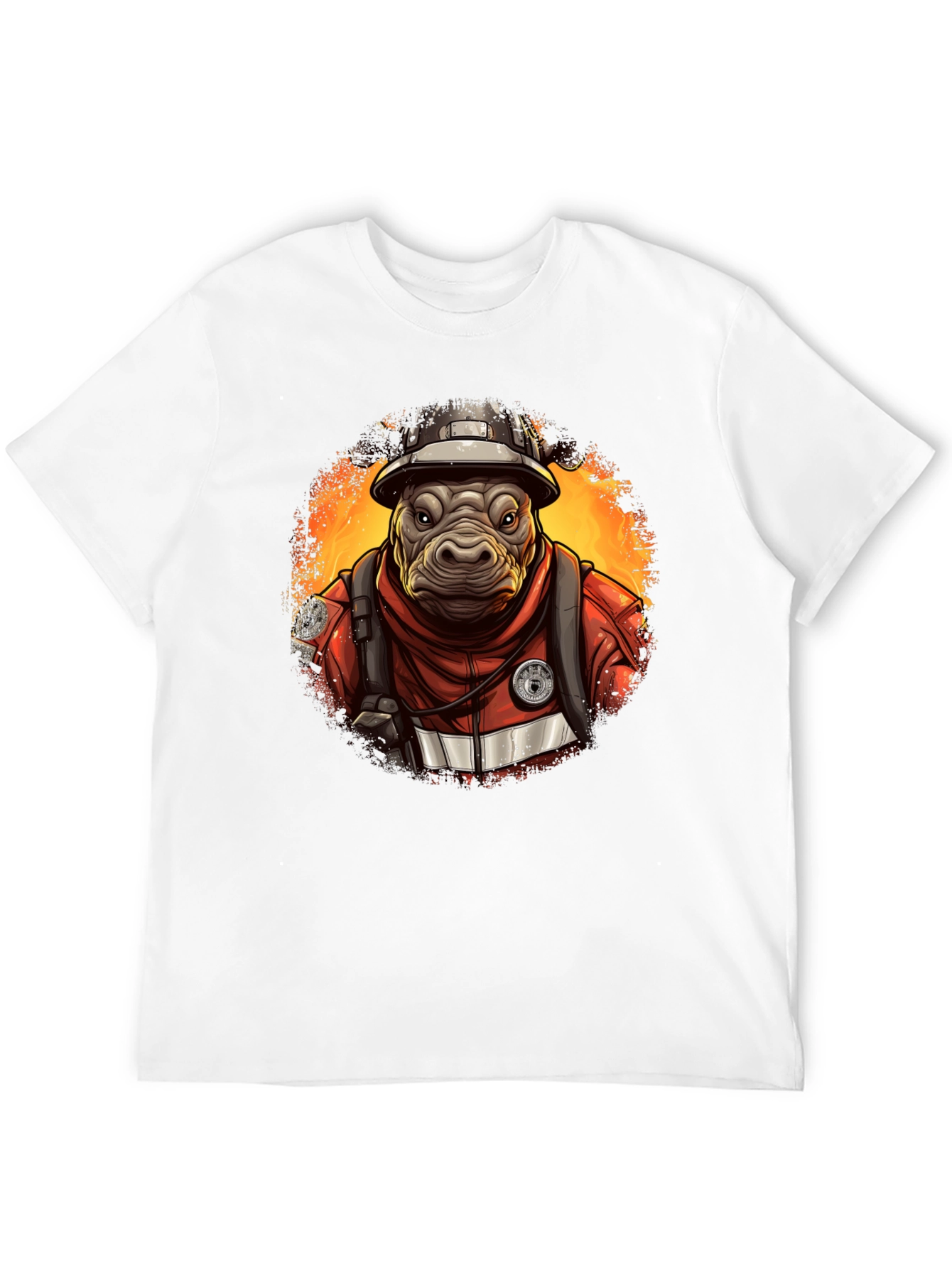 Camiseta Negra Bombero Hipopótamo